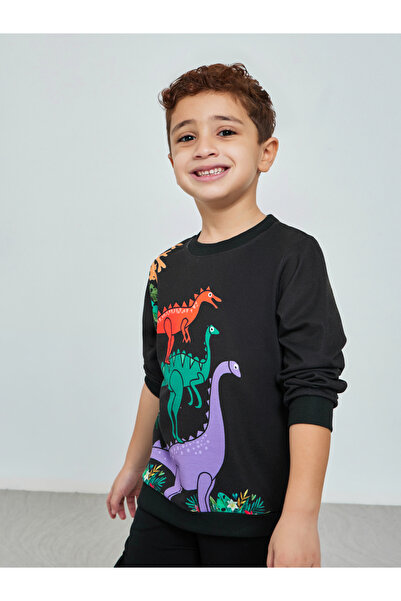Styli سويت شيرت برقبة دائرية بطبعة رسومات الديناصور