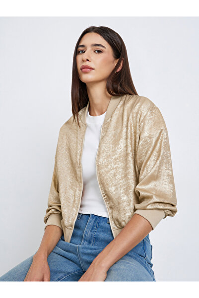 Take Two By Styli Shiny Zip Up Long Sleeve Jacket