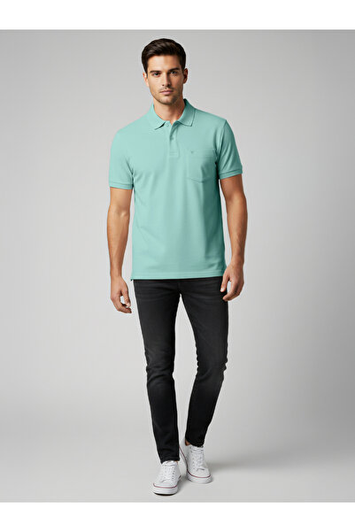 FERVORO By Styli Men Green Cotton Polo with Pocket