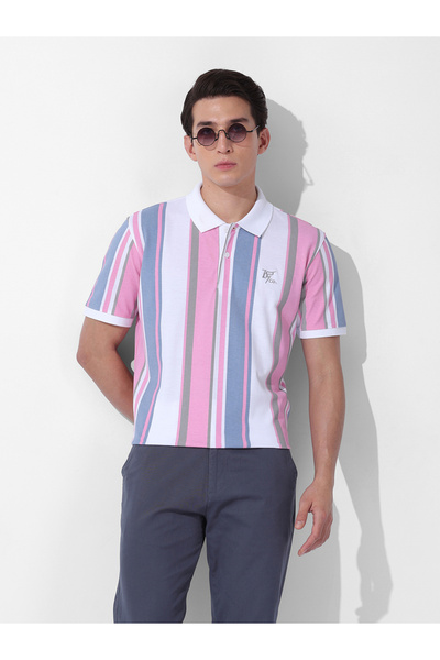 The Indian Garage Co By Styli Men Regular Fit Striped Polo