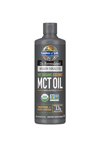 GARDEN OF LIFE Brain Health 100% Organic Coconut MCT Oil 16 fl oz Unflavored, 13g MCTs, Body & Brain Fuel, 473ml