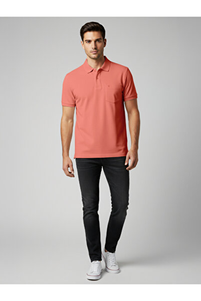 FERVORO By Styli Men Pink Cotton Polo with Pocket