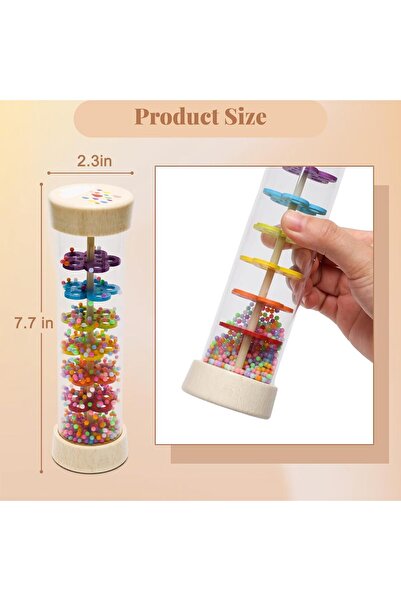 Yelajoy Children's Rain Stick - Montessori Baby Rattle (20 cm, Transparent)