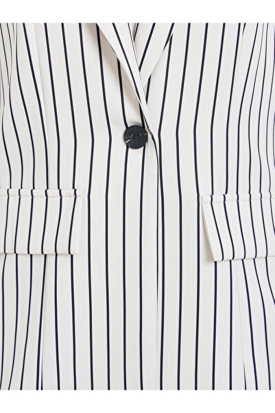 Take Two By Styli Women Striped Lapel Long Sleeve Blazer