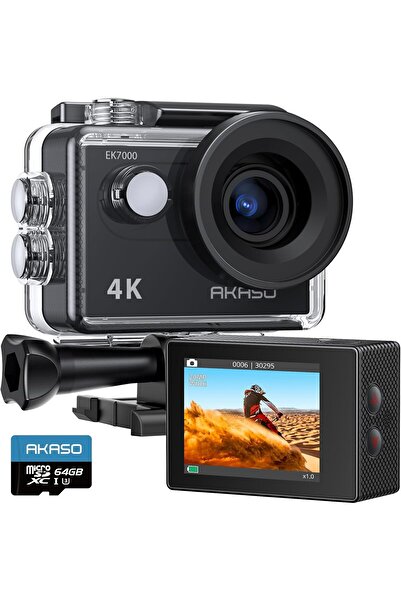 AKASO EK7000 4K30FPS 20MP Action Camera with 64GB microSDXC Memory Card
