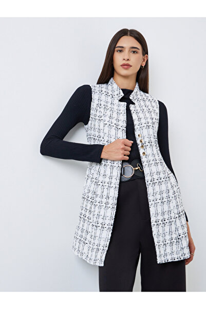 Take Two By Styli Checked Tweed Look Sleeveless Jacket