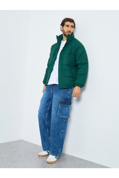 Styli Men Green Oversized Puffer Jacket