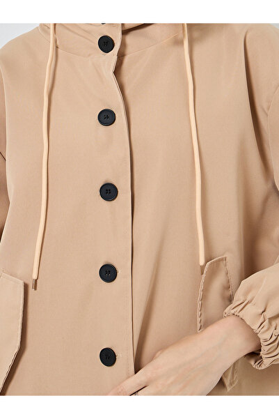 Styli Beige Oversized Longline Utility Jacket