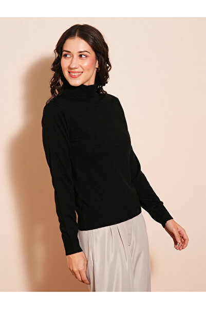 Globus By Styli Women Black Turtle Neck Sweater