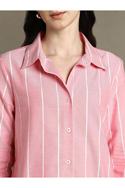 Dennis Lingo By Styli Pink Striped Long Sleeve Casual Shirt