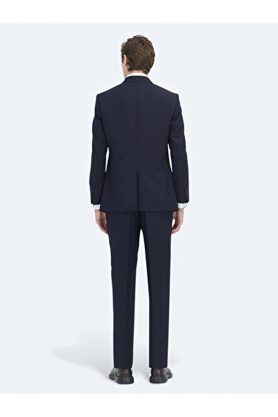 Kip Navy Blue Modern Fit Wool Blend Suit