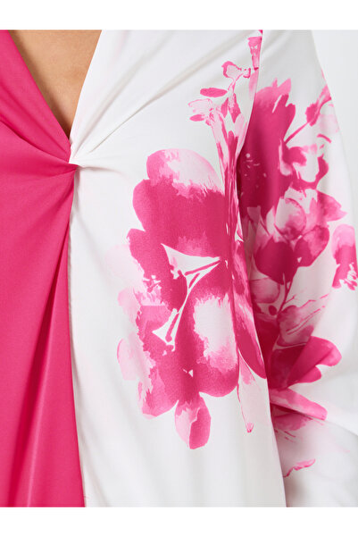 Take Two By Styli Floral Printed Ruffle Front Detail Long Sleeve Top