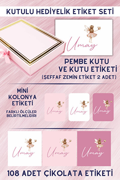Netsan Etiket Peri Desen Hediyelik Etiket Seti - Kutu, Çikolata Etiketi, Kutu...