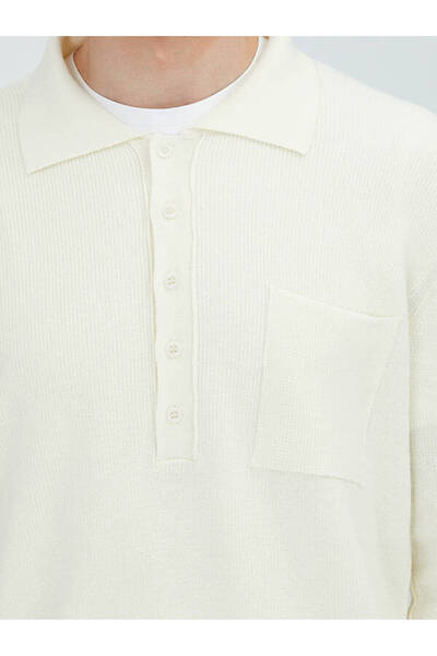 Kip Ecru Polo Neck Thessaloniki Cotton Blend Knitwear Sweater