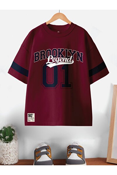 CODEZ By Styli Kids Burgundy Oversized Cotton T-Shirt