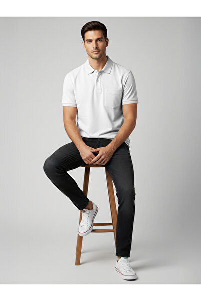 FERVORO By Styli Men White Cotton Polo with Pocket