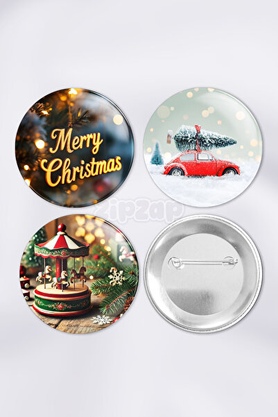 ZipZap Set de insignă cu buton cu ace pentru ornament pentru geanta de Crăciu...