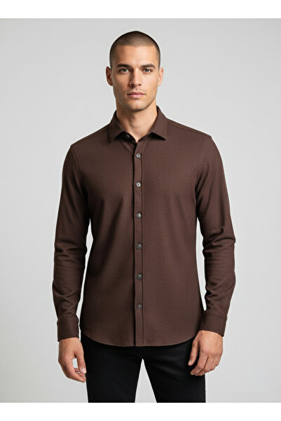 ASSENTE Men's Collared Buttoned Knitted Top Size Lycra Slim Fit Shirt