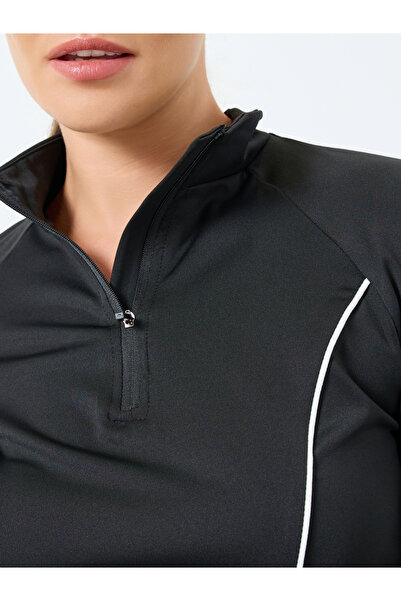 Styli Contrast Stripe Thumbhole Detail Half Zip Up Top and Leggings Set