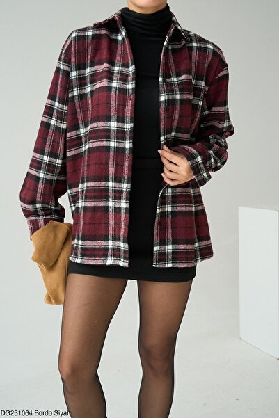 My Blog Burgundy - Black Plaid Shirt - 251064