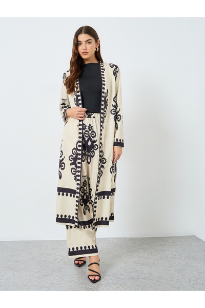 Take Two By Styli Floral Print Kimono and Wide Leg Pants Co-Ords