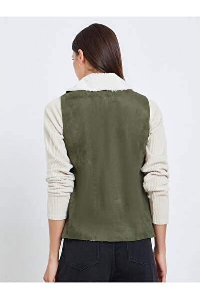 Take Two By Styli Suede Look Sleeveless Jacket with Inner Fleece