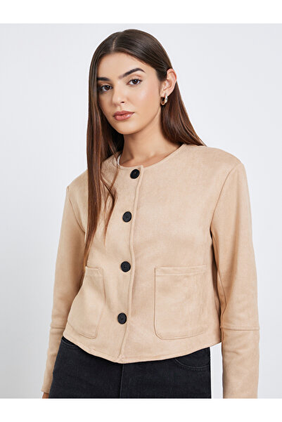 Styli Beige Button-Front Jacket