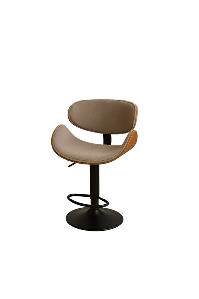 Ebticar Brown Fabric & Wood Bar Chair – Shell Back Design