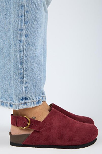 Manijero Antonella Women's Leather Genuine Leather Back Strap Sabo Burgundy Sandals