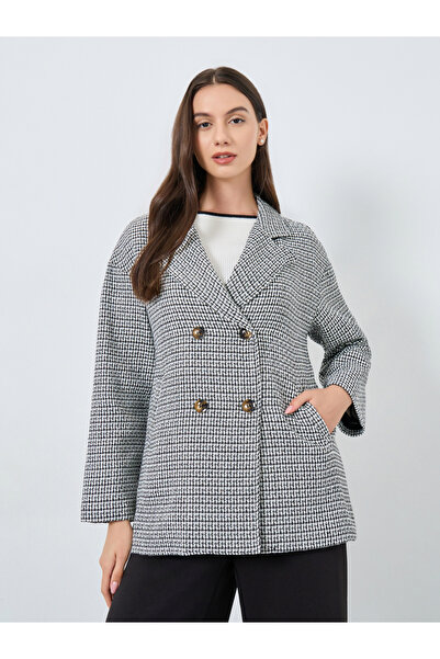 Take Two By Styli Houndstooth Double-Breasted Coat