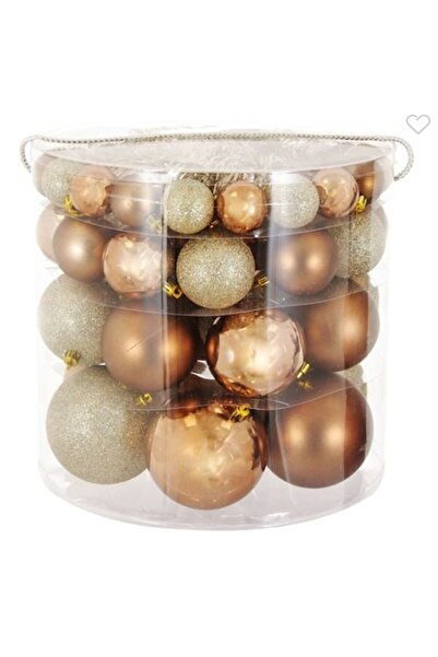 AB HOMES Christmas Baubles Set, 54 pcs, Beige & Bronze, Matte/Gloss/Glitter, 4/6/8/10 cm