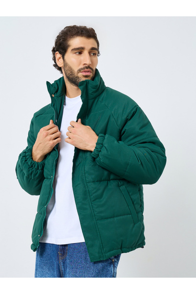 Styli Men Green Oversized Puffer Jacket