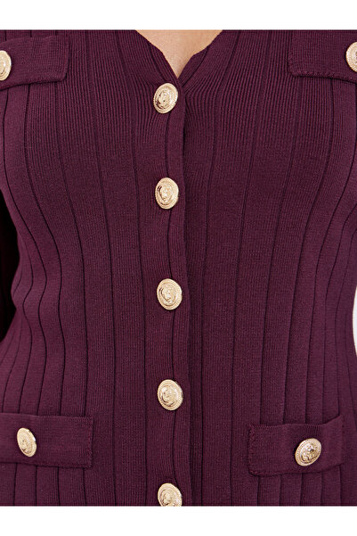 Styli Burgundy Knit Cardigan and Pleated Skirt Co-ords