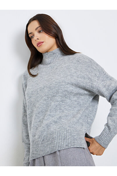 Styli Grey Mock Neck Knit Sweater