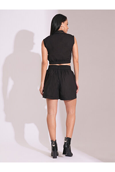 Globus By Styli Front Zip Streetwear Utility Crop Top and Shorts Co-Ords