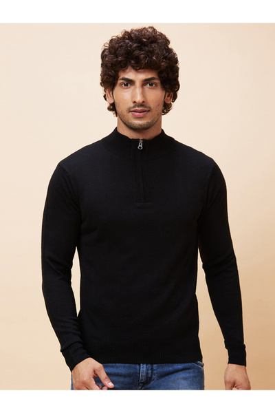 Globus By Styli Men Black Pure Acrylic Pullover