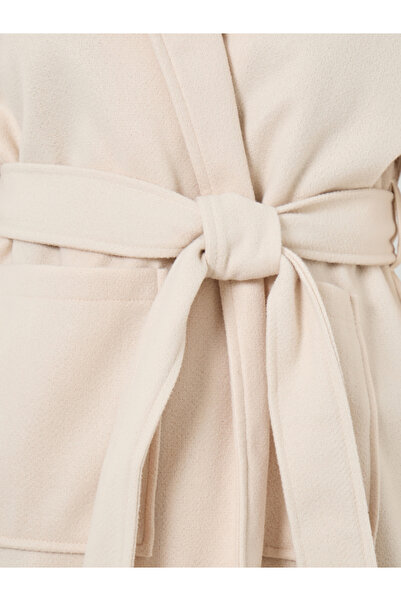 Take Two By Styli Faux Fur Hooded Coat with Tie Belt