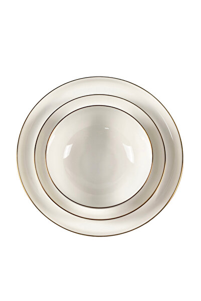 Cuisine Art Sola 12pc Bone China Dinner Set - Premium Gold Rim, 4 Dinner Plates, 4SidePlates, 4Bowls
