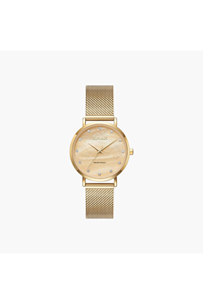 Omax ساعة نسائية أنالوج من الذهب الشبكي