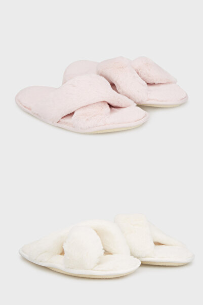 Lela Papuci cu textura moale din pluș încrucișat, pachet de 2 papuci 6722001S2