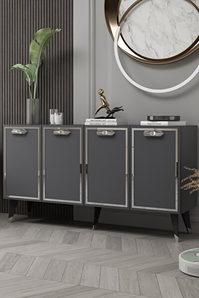 DEMONTE DECOR 8221-32DD KB150 KONSOL,TV ÜNİTESİ ANTRASİT-GÜMÜŞ