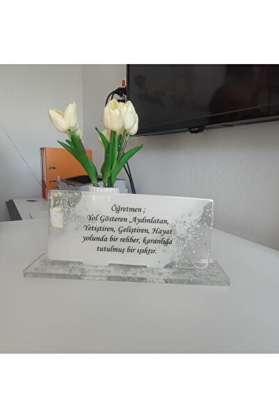 Demet Art Studio Reçineye Hayat Veriyoruz Epoksi Masa Üstü Beyaz Gümüş Varakl...