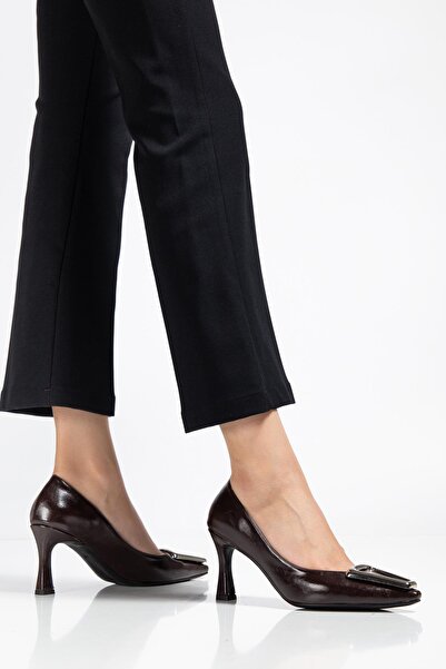 ALTIN TOPUK Brown Women's Buckle Detailed Heeled Shoes Stiletto