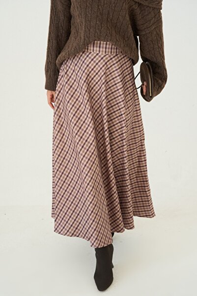 Haticepalas Plaid Flared Skirt