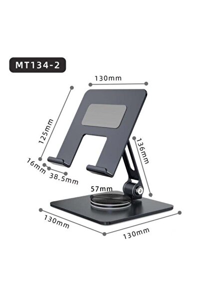 Generic 360° Rotating Desktop Metal Folding Tablet/Mobile Phone Stand - Grey, 4-13 inches