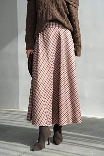 Haticepalas Plaid Flared Skirt