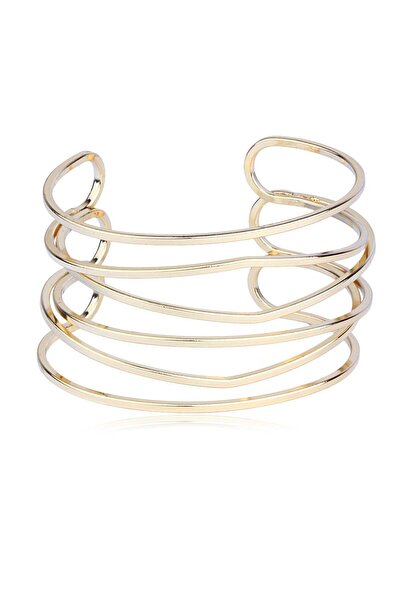 Klips Concept سوار ذهبي اللون بخطوط انسيابية ومشبك سميك