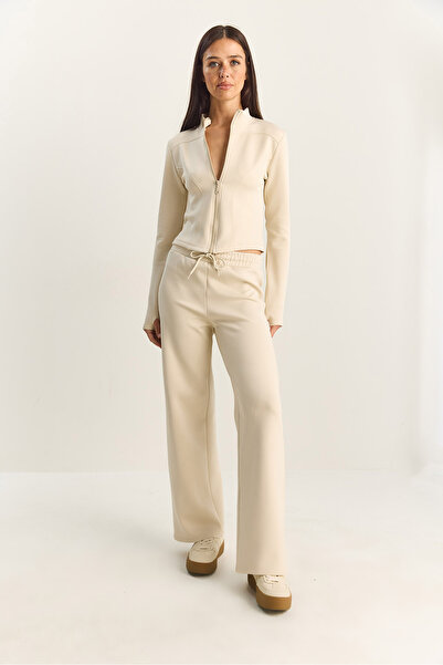 Bianco Lucci Women's Mock Neck Zippered Loose Pants Bottom-Top Set 04402 60283853