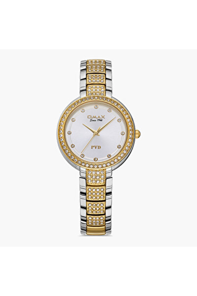 Omax Women Silver & Gold Strap Analog Watch - 00JSS002N008