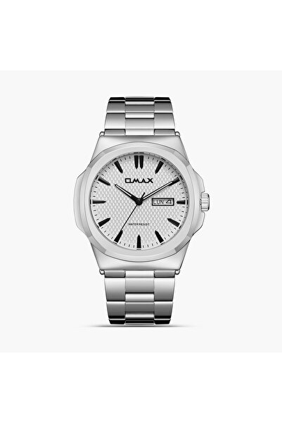 Omax Men's 44MM Silver Analog Metal Strap Watch | SQ-AT001P33I